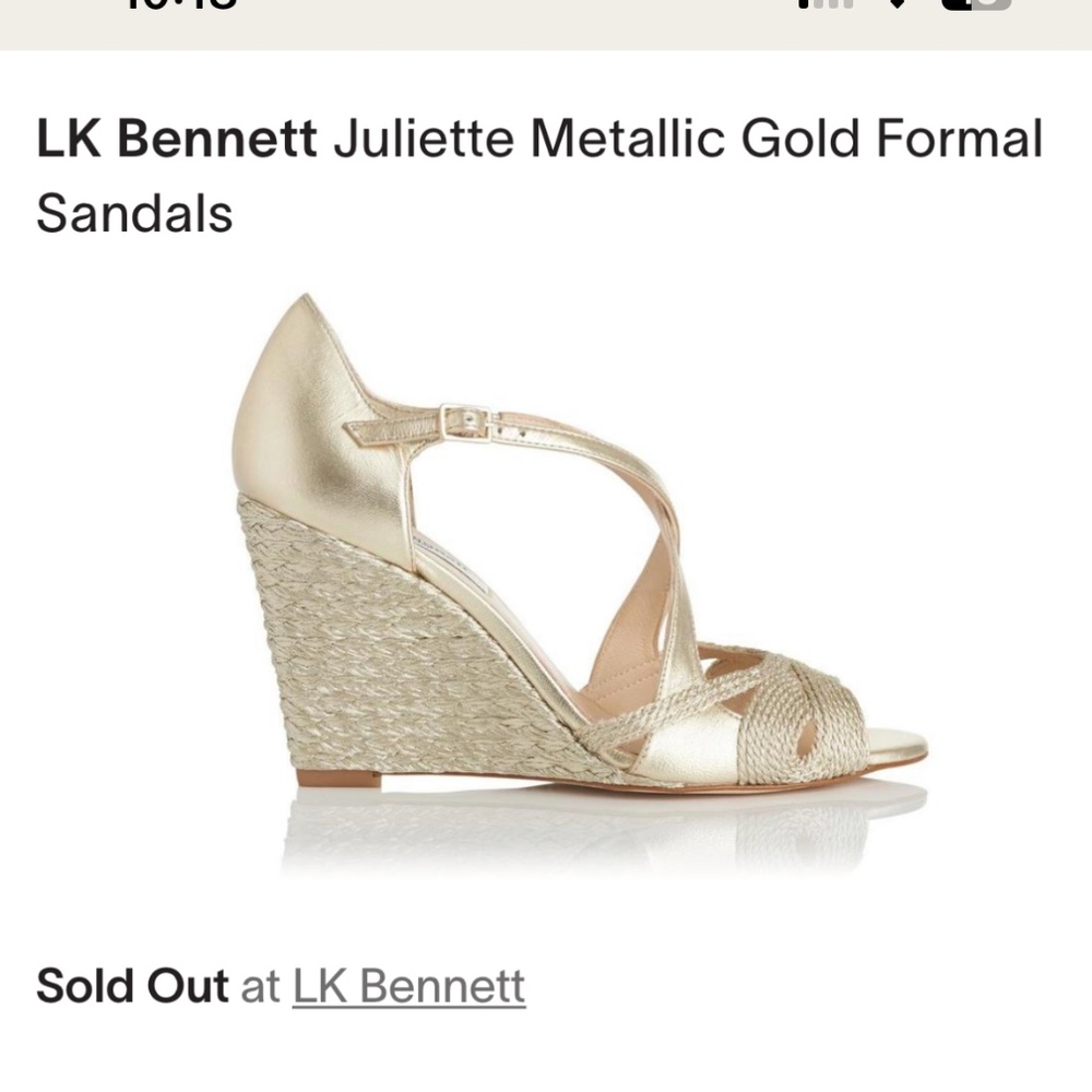 LK Bennett Juliette Metallic Gold Formal Sandals  size 9